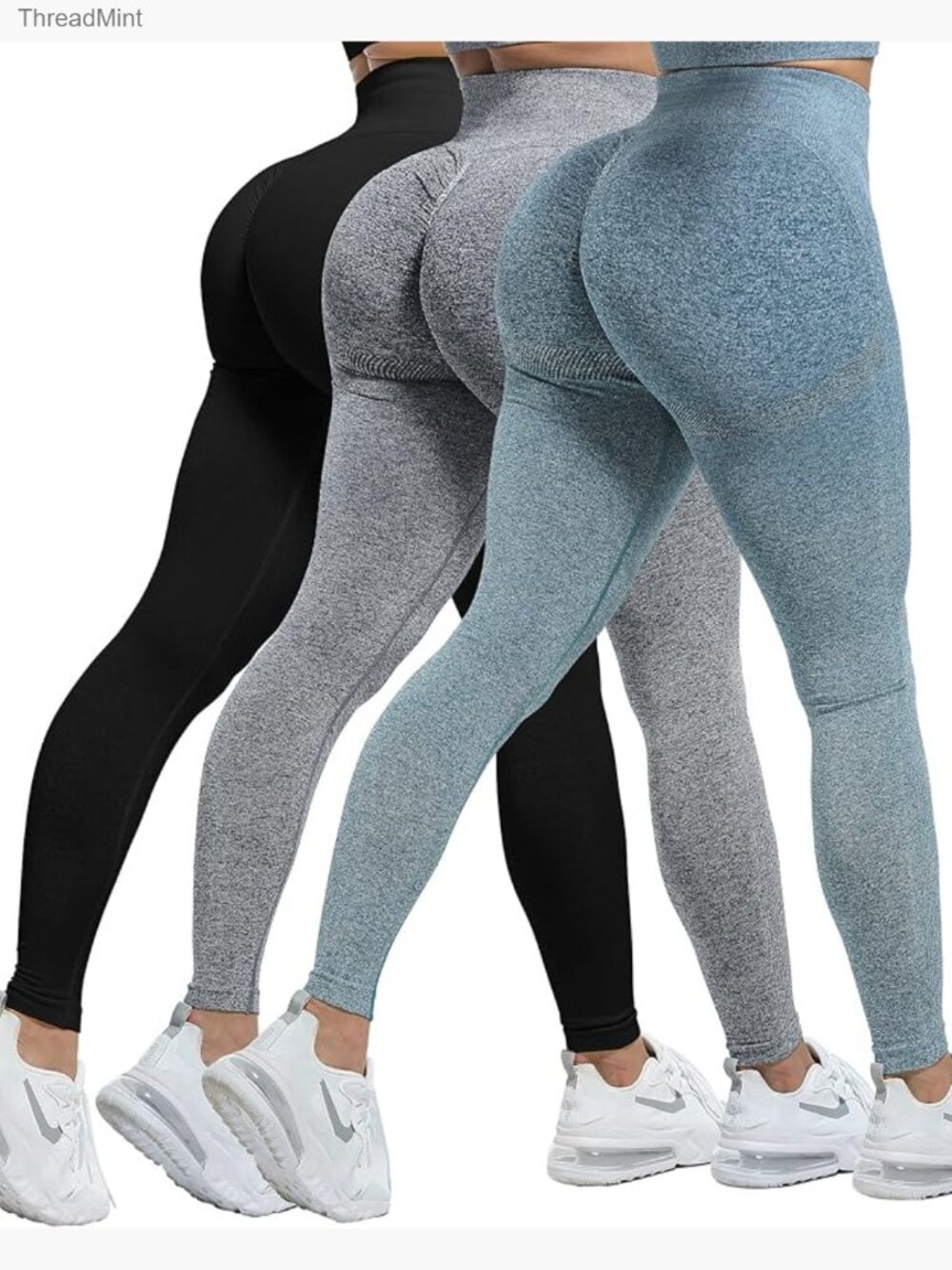 Seamless High Waisted Scrunch Butt Leggings 3 Piece Set